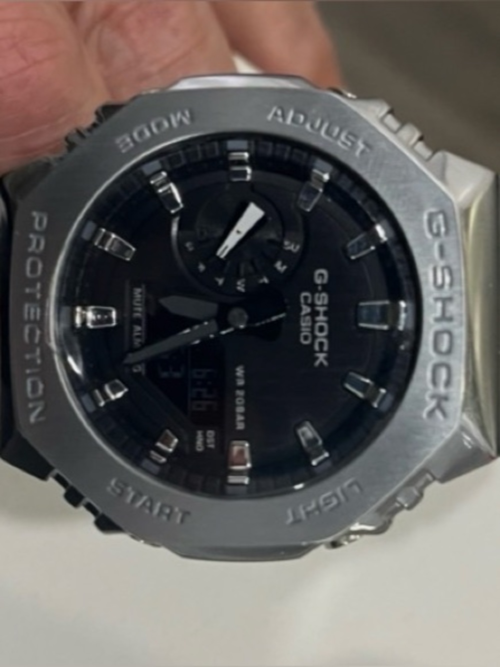 Casio G-Shock GM2100 SS Bezel CasiOak Silver Minimalist Watch